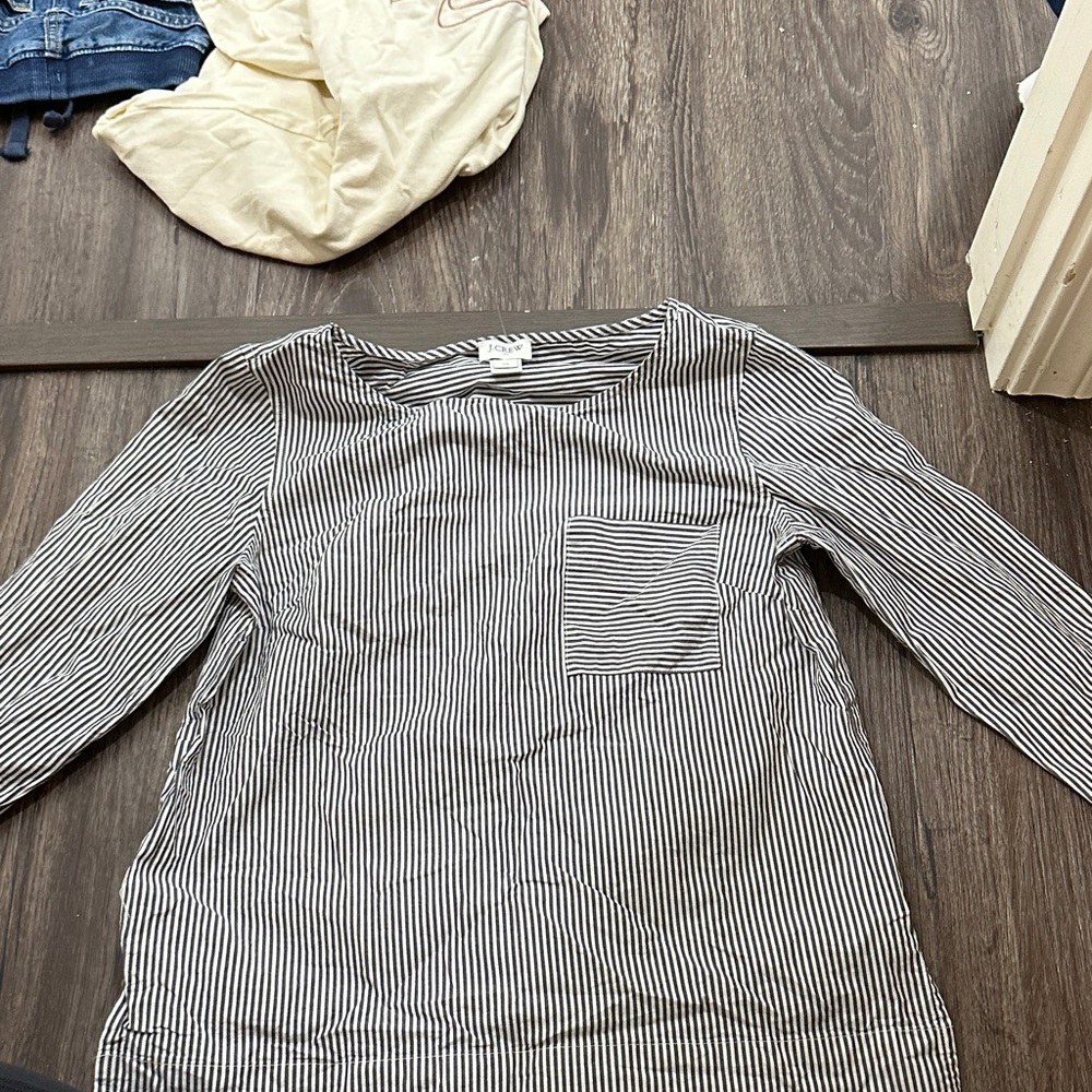 J. Crew Black and White Striped Blouse